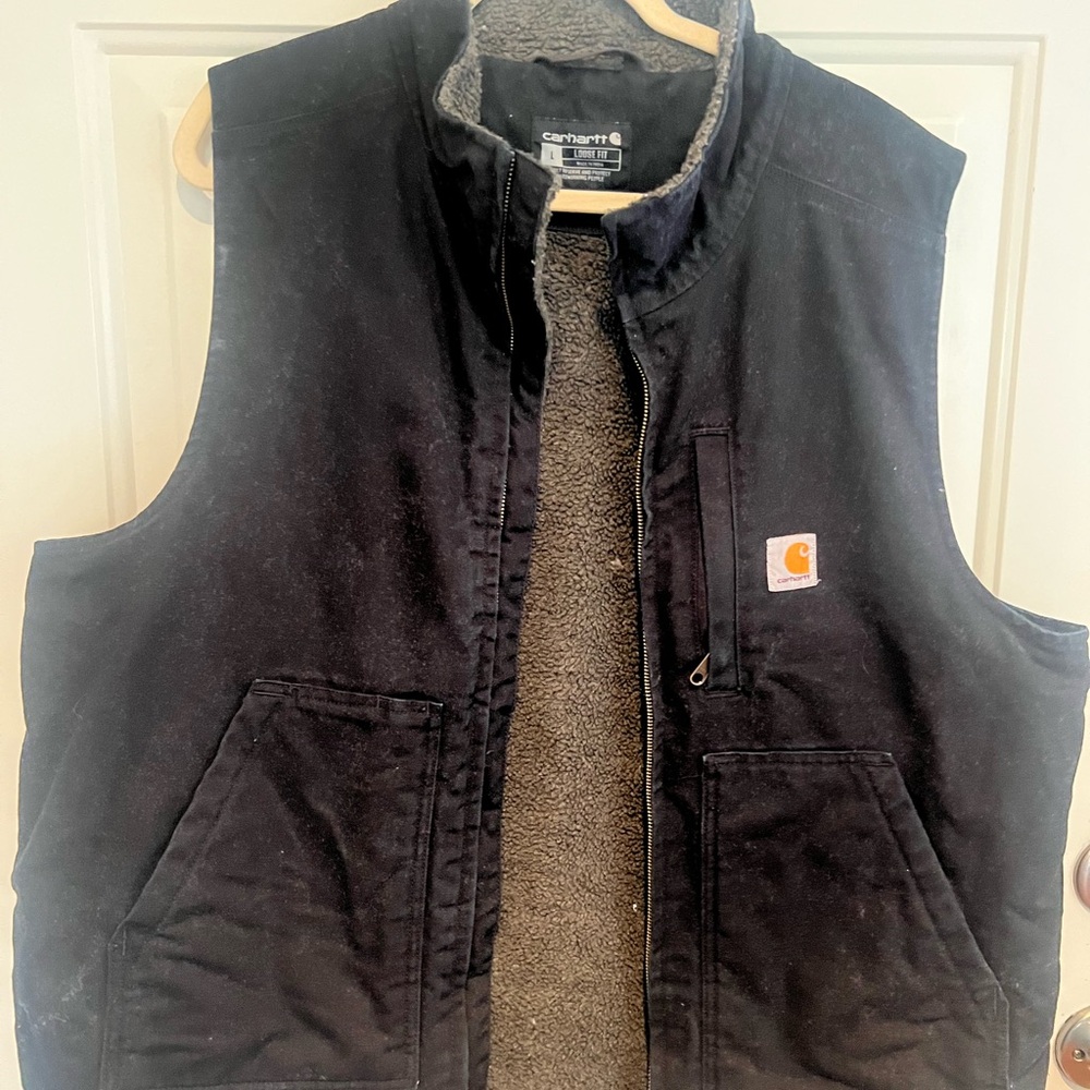Carhartt black with gray fleece loose fit vest
